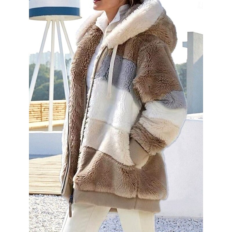 Damen Jacke mit Kapuze und modernem Farbblock-Design - 3 - Trendlinie