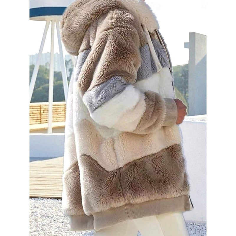 Damen Jacke mit Kapuze und modernem Farbblock-Design - 4 - Trendlinie