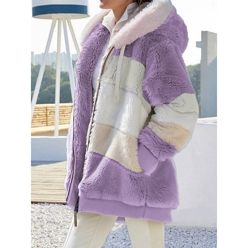 Damen Jacke mit Kapuze und modernem Farbblock-Design - 5 - Trendlinie