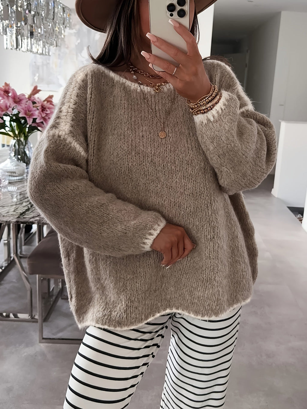 Damen Pullover mit weitem Schnitt und U-Boot-Ausschnitt - 4 - Trendlinie