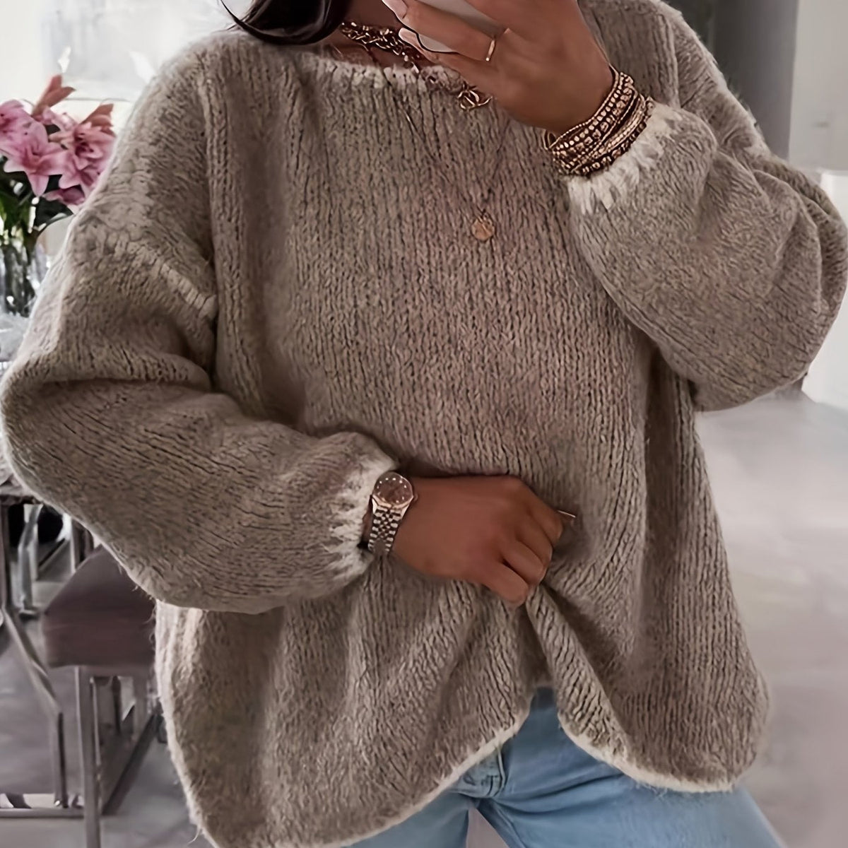 Damen Pullover mit weitem Schnitt und U-Boot-Ausschnitt - 9 - Trendlinie
