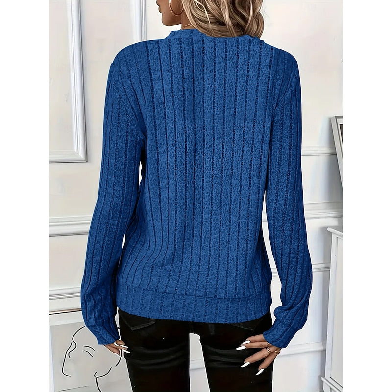 Pullover Damen mit Reißverschluss und Rippdetails - 2 - Trendlinie