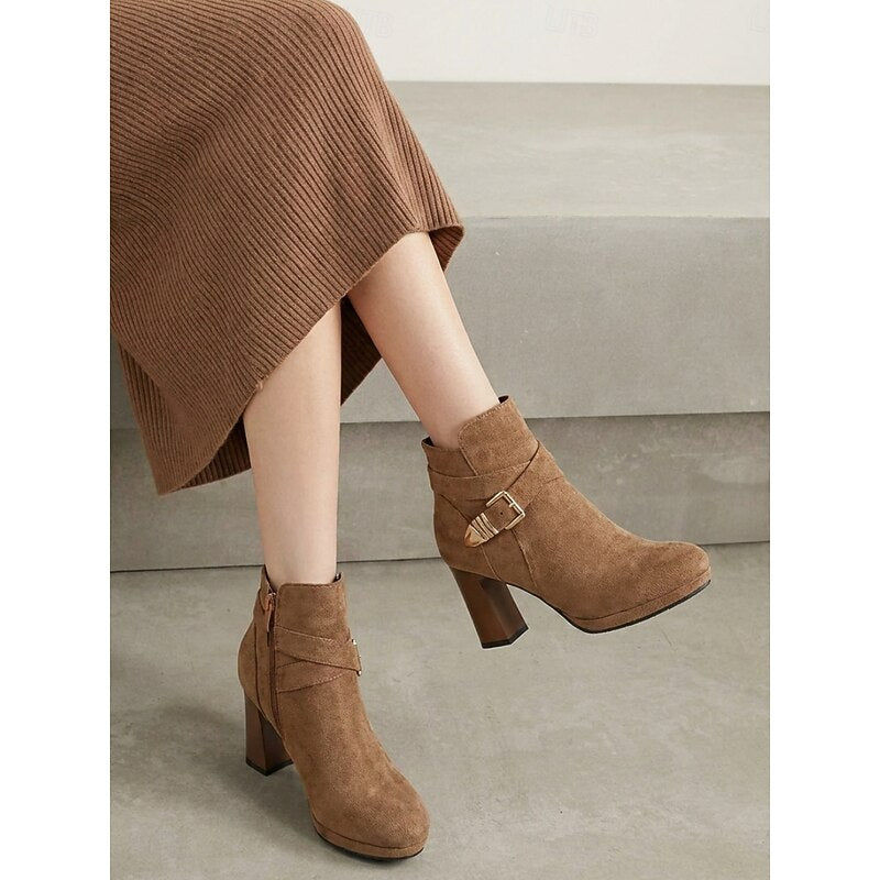 Stiefeletten Damen mit Blockabsatz und modischer Schnalle - 1 - Trendlinie