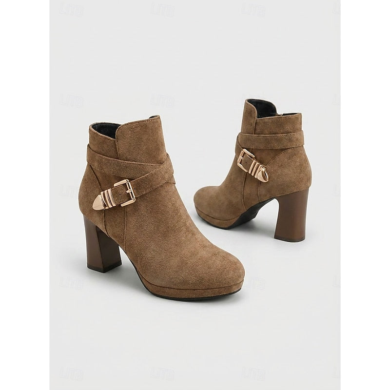 Stiefeletten Damen mit Blockabsatz und modischer Schnalle - 2 - Trendlinie