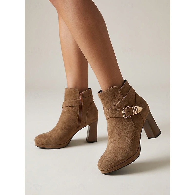 Stiefeletten Damen mit Blockabsatz und modischer Schnalle - 5 - Trendlinie