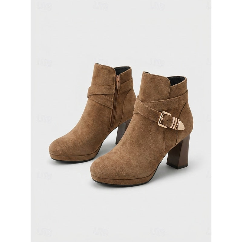 Stiefeletten Damen mit Blockabsatz und modischer Schnalle - 10 - Trendlinie