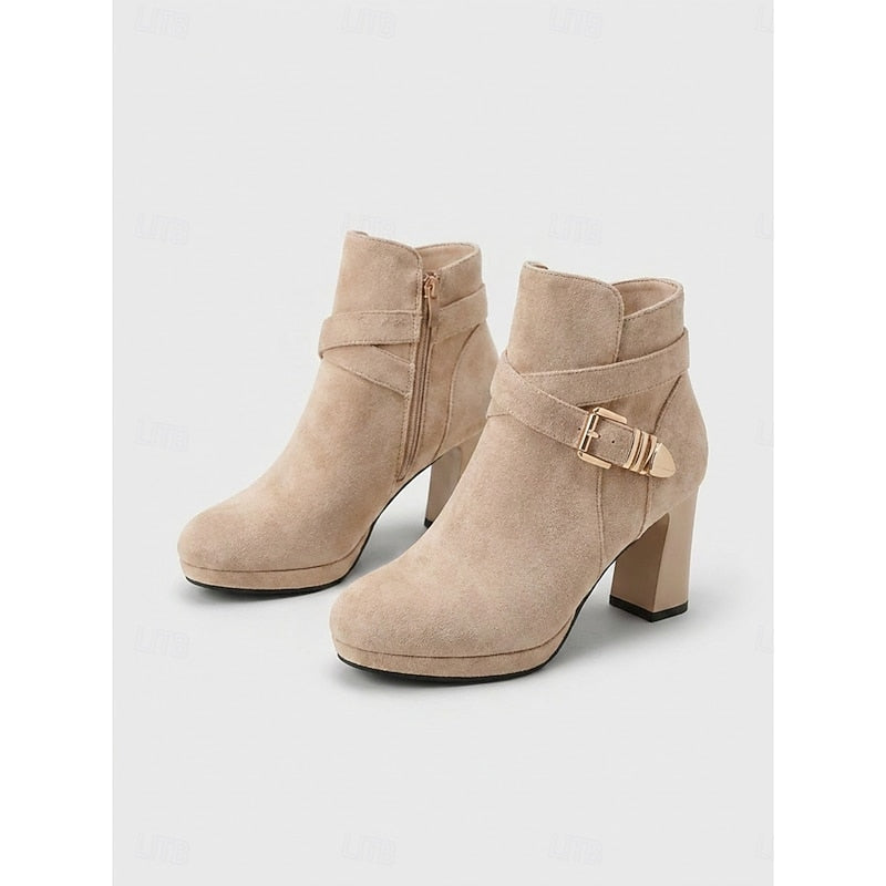 Stiefeletten Damen mit Blockabsatz und modischer Schnalle - 11 - Trendlinie