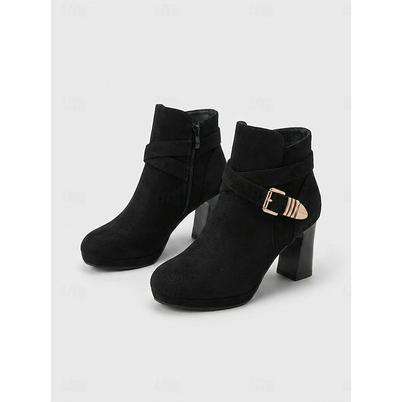 Stiefeletten Damen mit Blockabsatz und modischer Schnalle - 12 - Trendlinie