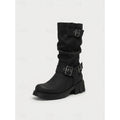 Damen Biker Boots mit Blockabsatz und Vintage-Schnalle - 2 - Trendlinie