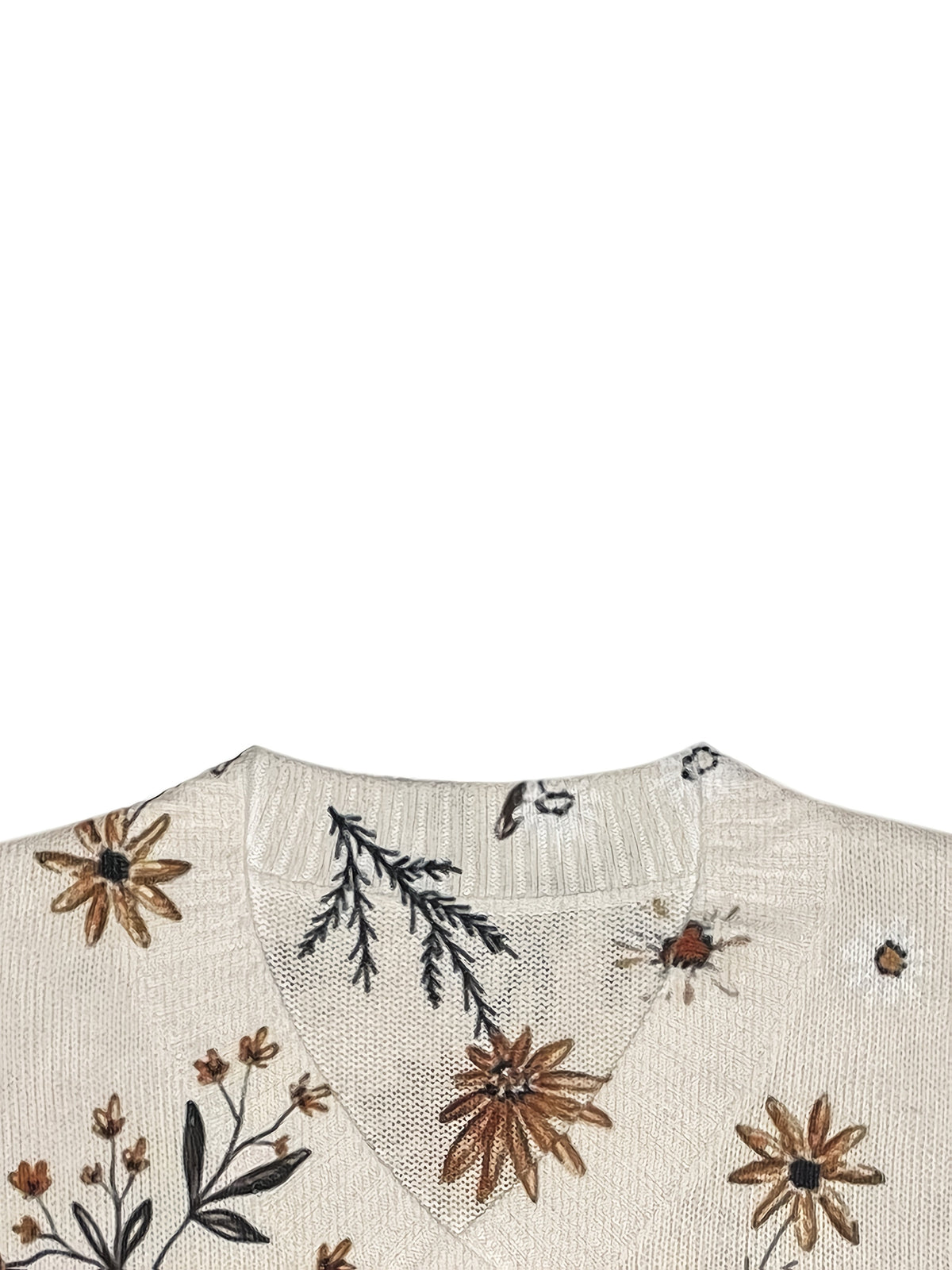 V-Ausschnitt Damen Pullover mit floralem Muster und Langarm - 6 - Trendlinie