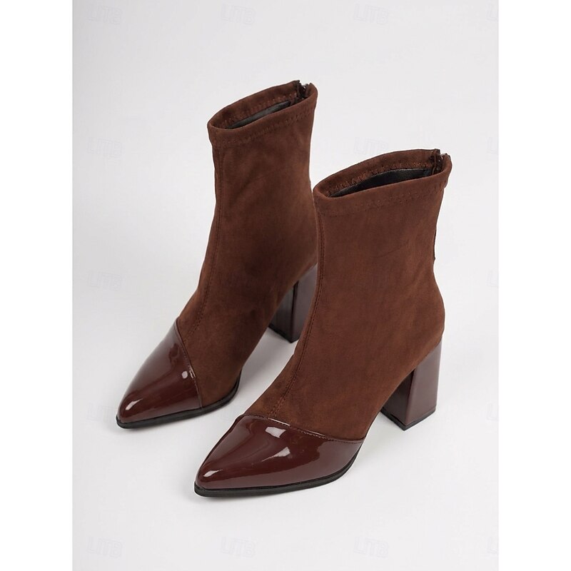 Stiefeletten Damen mit Blockabsatz und spitzem Schuhkopf - 7 - Trendlinie