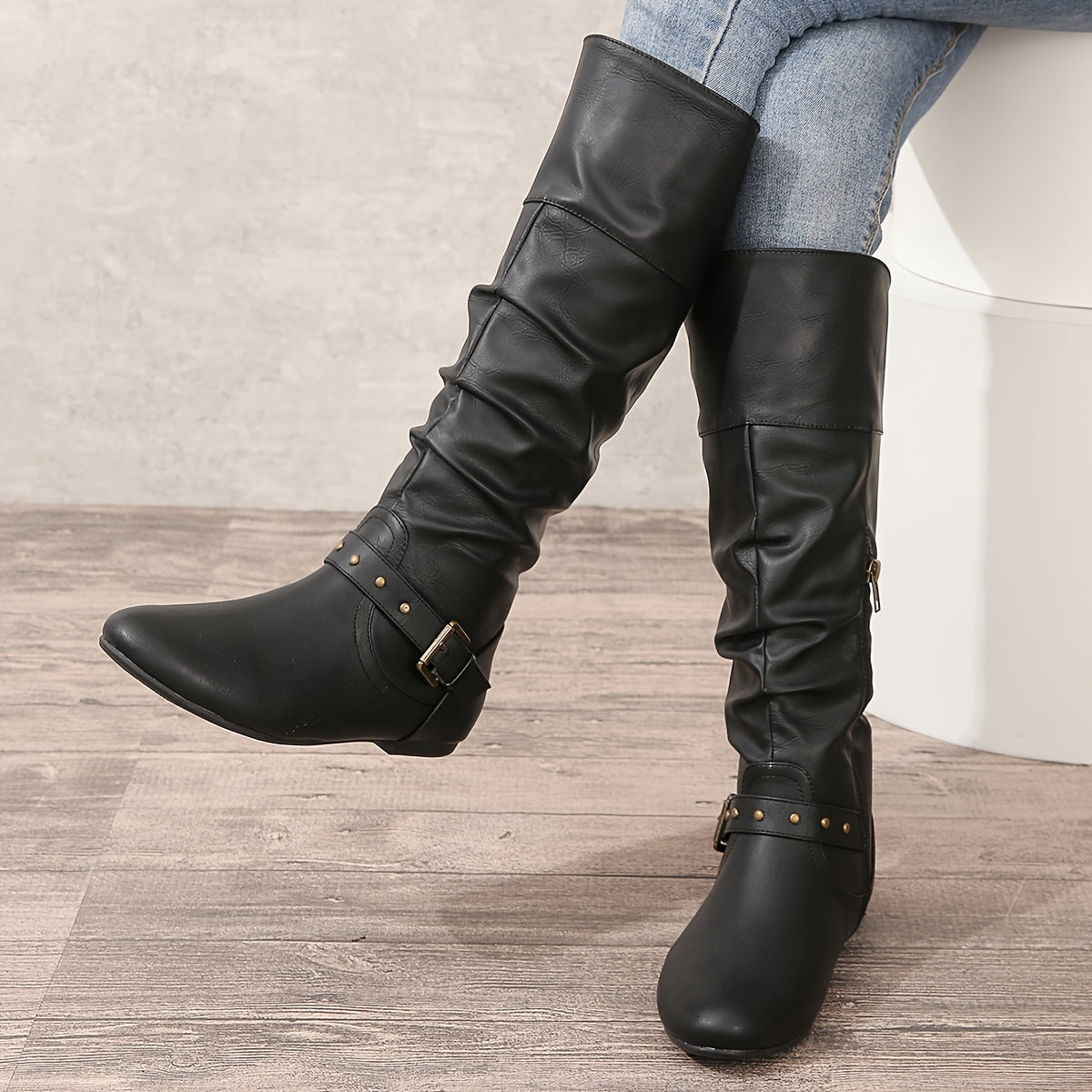 Wickelstiefel Damen mit Schnalle und praktischem Schlupfdesign - 8 - Trendlinie