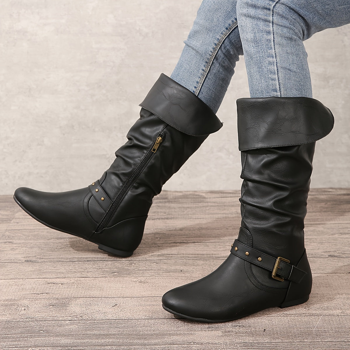 Wickelstiefel Damen mit Schnalle und praktischem Schlupfdesign - 12 - Trendlinie