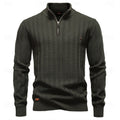 Herrenpullover mit Stehkragen und Reißverschluss in Olivgrün - 1 - Trendlinie