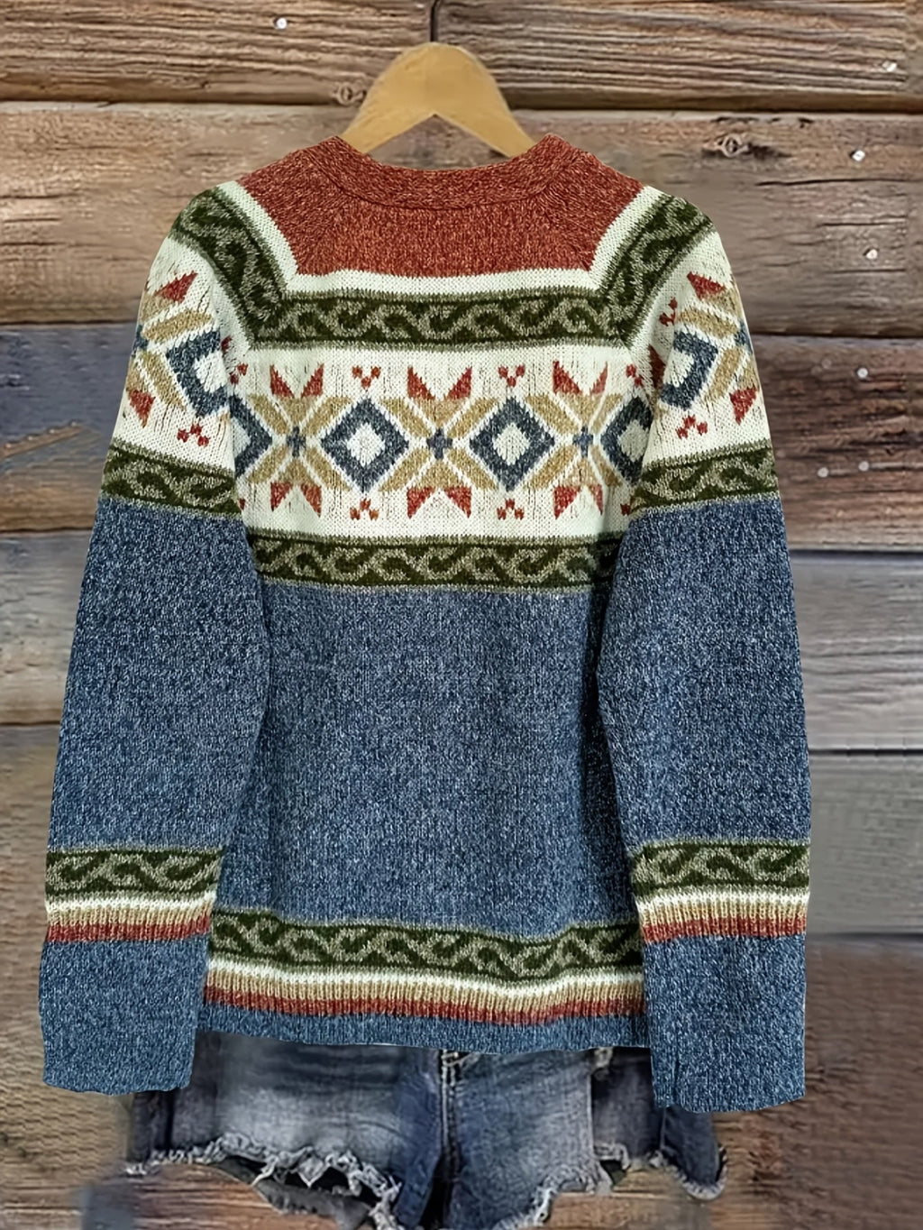 Damen Cardigan mit buntem Muster und Knopfdetails - 2 - Trendlinie