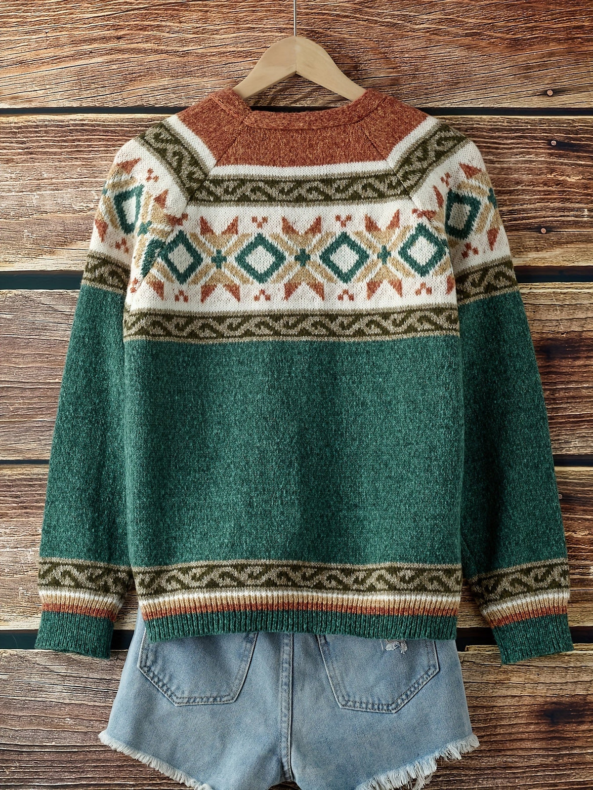 Damen Cardigan mit buntem Muster und Knopfdetails - 7 - Trendlinie