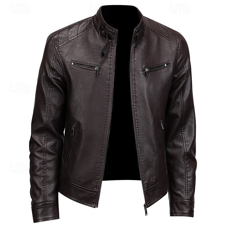 Bikerjacke Damen mit modernem Stehkragen und funktionalen Reißverschlusstaschen - 1 - Trendlinie