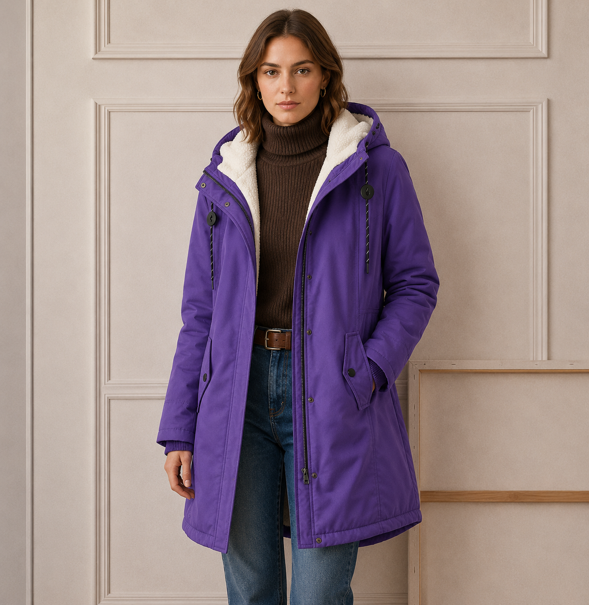 Damen Winterjacke mit Kapuze und praktischen Taschen - 8 - Trendlinie