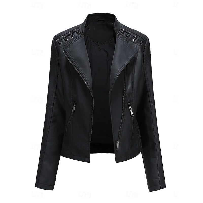 Damen Bikerjacke tailliert mit dekorativen Nähten - 1 - Trendlinie