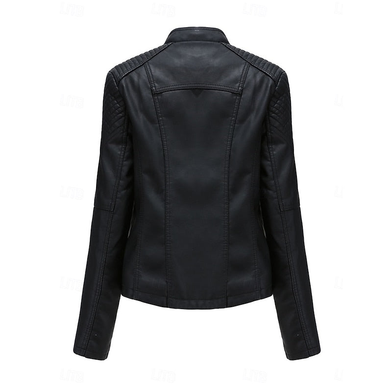 Damen Bikerjacke tailliert mit dekorativen Nähten - 2 - Trendlinie