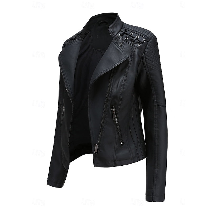 Damen Bikerjacke tailliert mit dekorativen Nähten - 3 - Trendlinie
