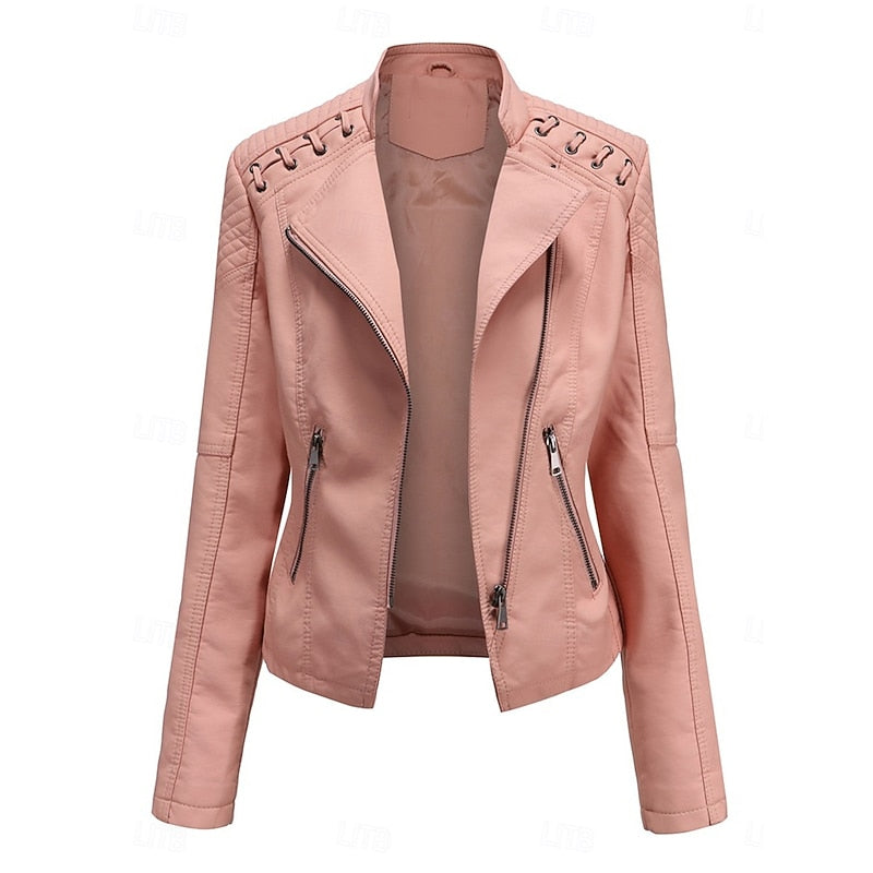Damen Bikerjacke tailliert mit dekorativen Nähten - 12 - Trendlinie