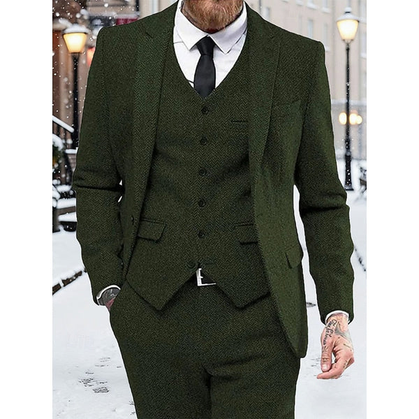 Herrenanzug mit Weste und Blazer in elegantem Grün - 1 - Trendlinie
