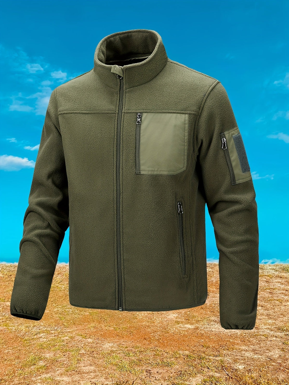 Fleecejacke Herren mit Stehkragen und praktischen Taschen - 12 - Trendlinie
