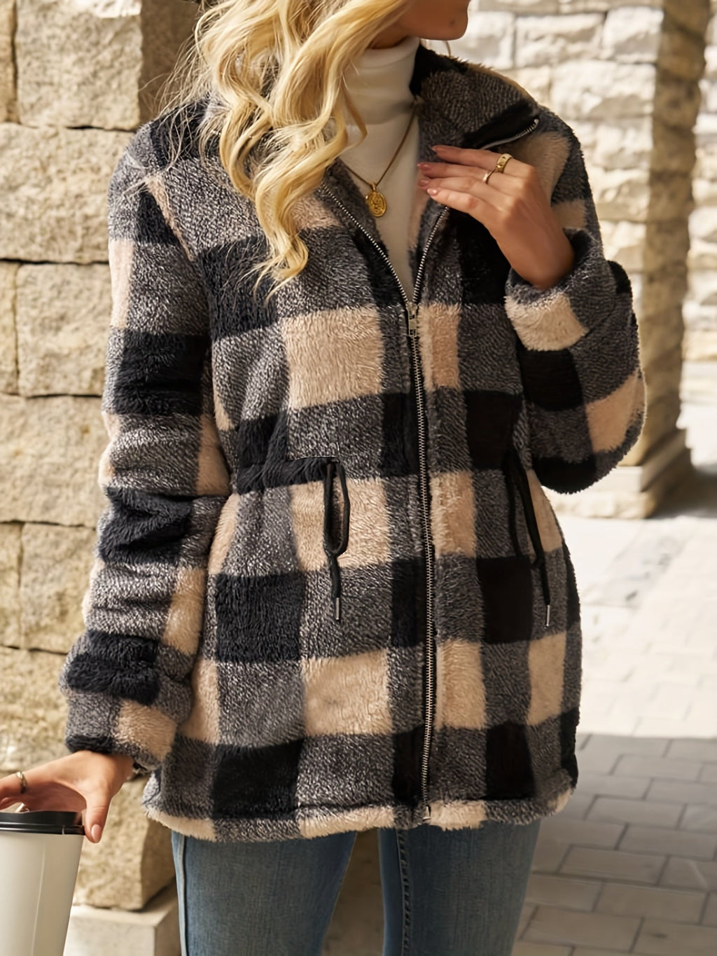 Damen Jacke im Karomuster mit tailliertem Schnitt - 5 - Trendlinie