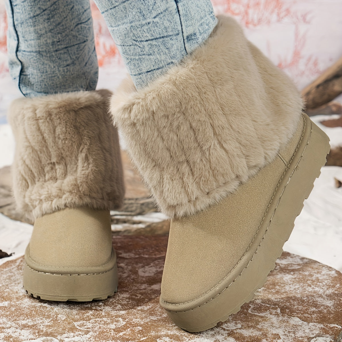 Damen Boots mit Fellkragen und Komfortsohle - 1 - Trendlinie