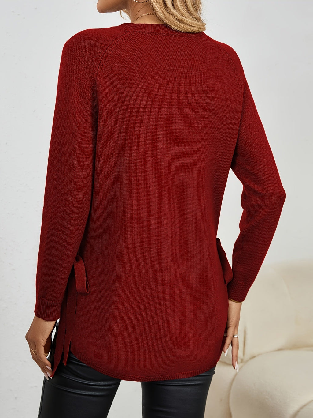 Damen Pullover mit langen Ärmeln und seitlichen Schlitzen - 2 - Trendlinie