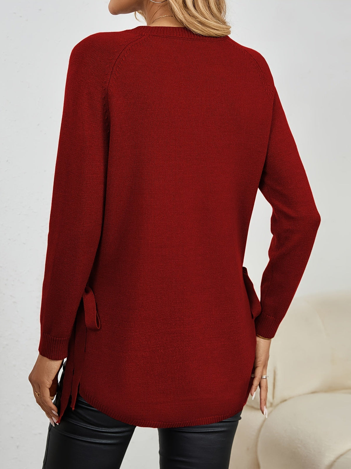Damen Pullover mit langen Ärmeln und seitlichen Schlitzen - 2 - Trendlinie