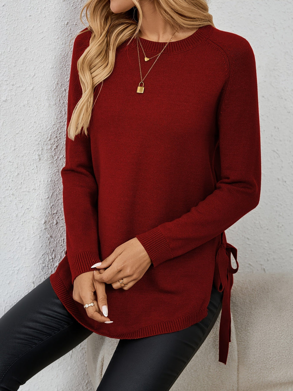 Damen Pullover mit langen Ärmeln und seitlichen Schlitzen - 4 - Trendlinie