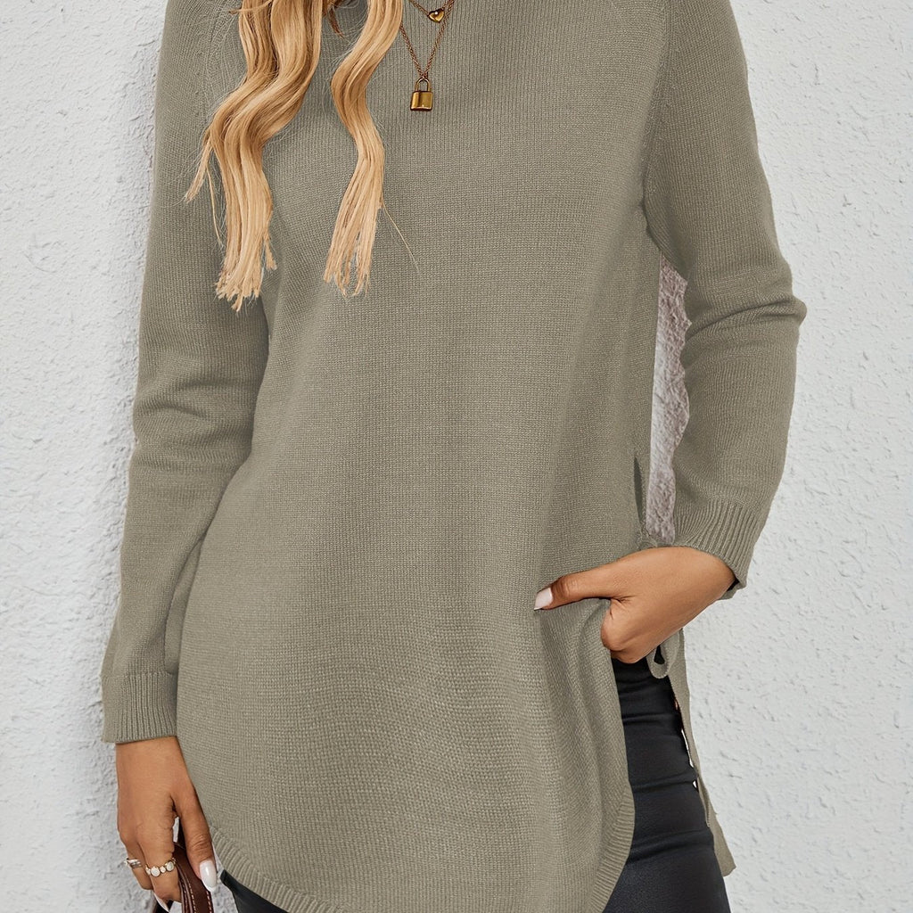 Damen Pullover mit langen Ärmeln und seitlichen Schlitzen - 7 - Trendlinie