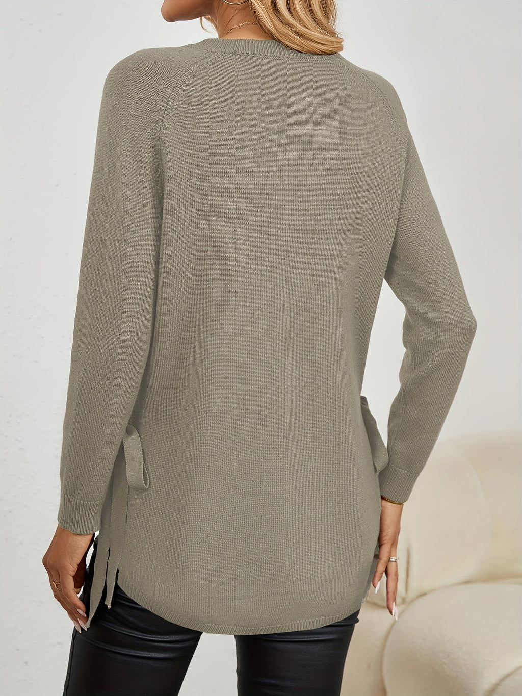 Damen Pullover mit langen Ärmeln und seitlichen Schlitzen - 9 - Trendlinie