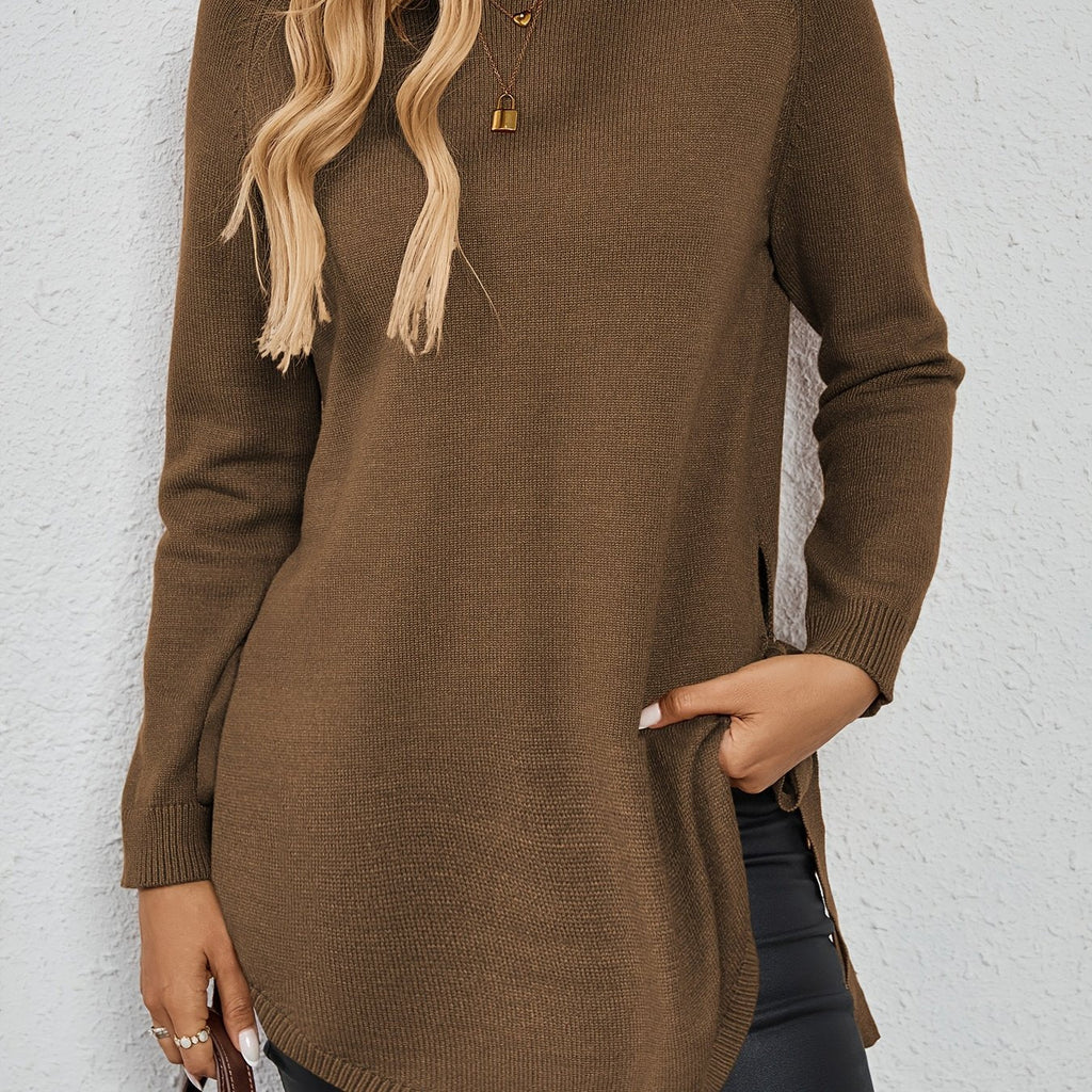 Damen Pullover mit langen Ärmeln und seitlichen Schlitzen - 11 - Trendlinie