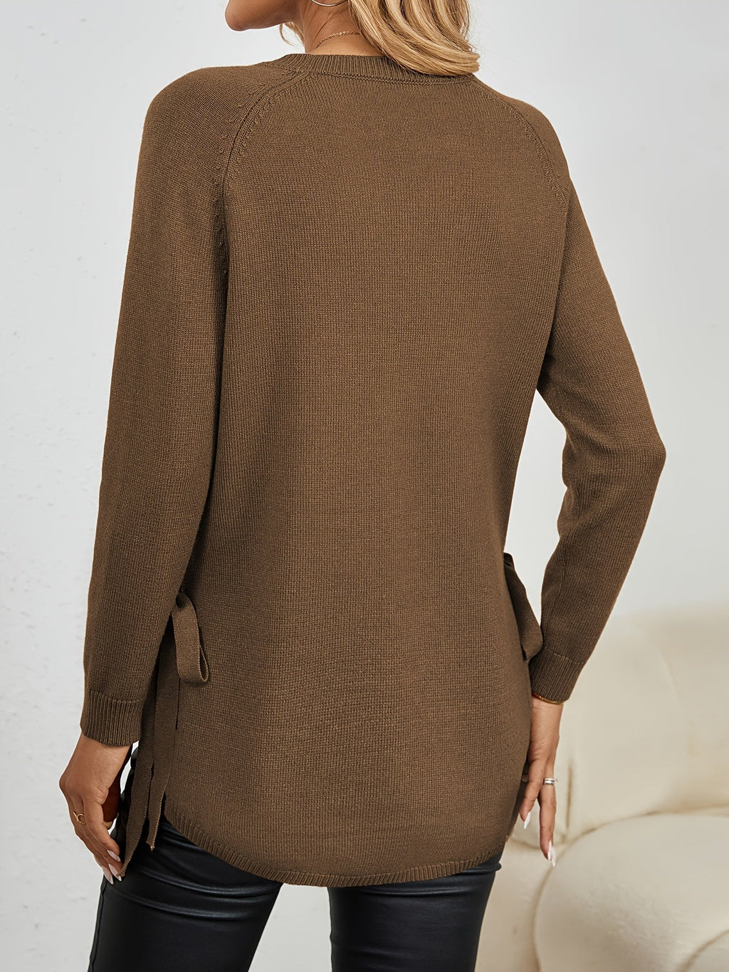 Damen Pullover mit langen Ärmeln und seitlichen Schlitzen - 14 - Trendlinie