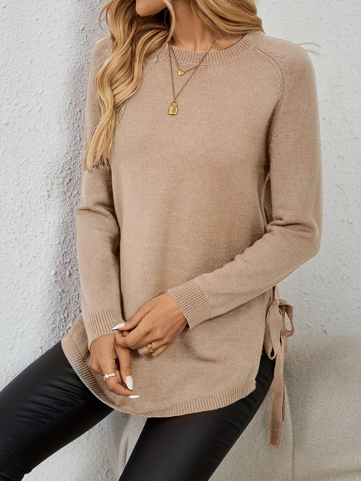 Damen Pullover mit langen Ärmeln und seitlichen Schlitzen - 18 - Trendlinie