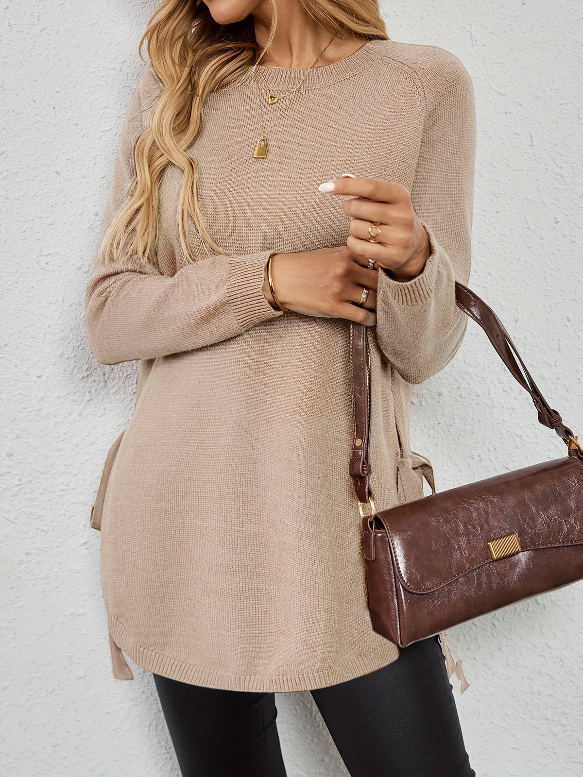 Damen Pullover mit langen Ärmeln und seitlichen Schlitzen - 20 - Trendlinie