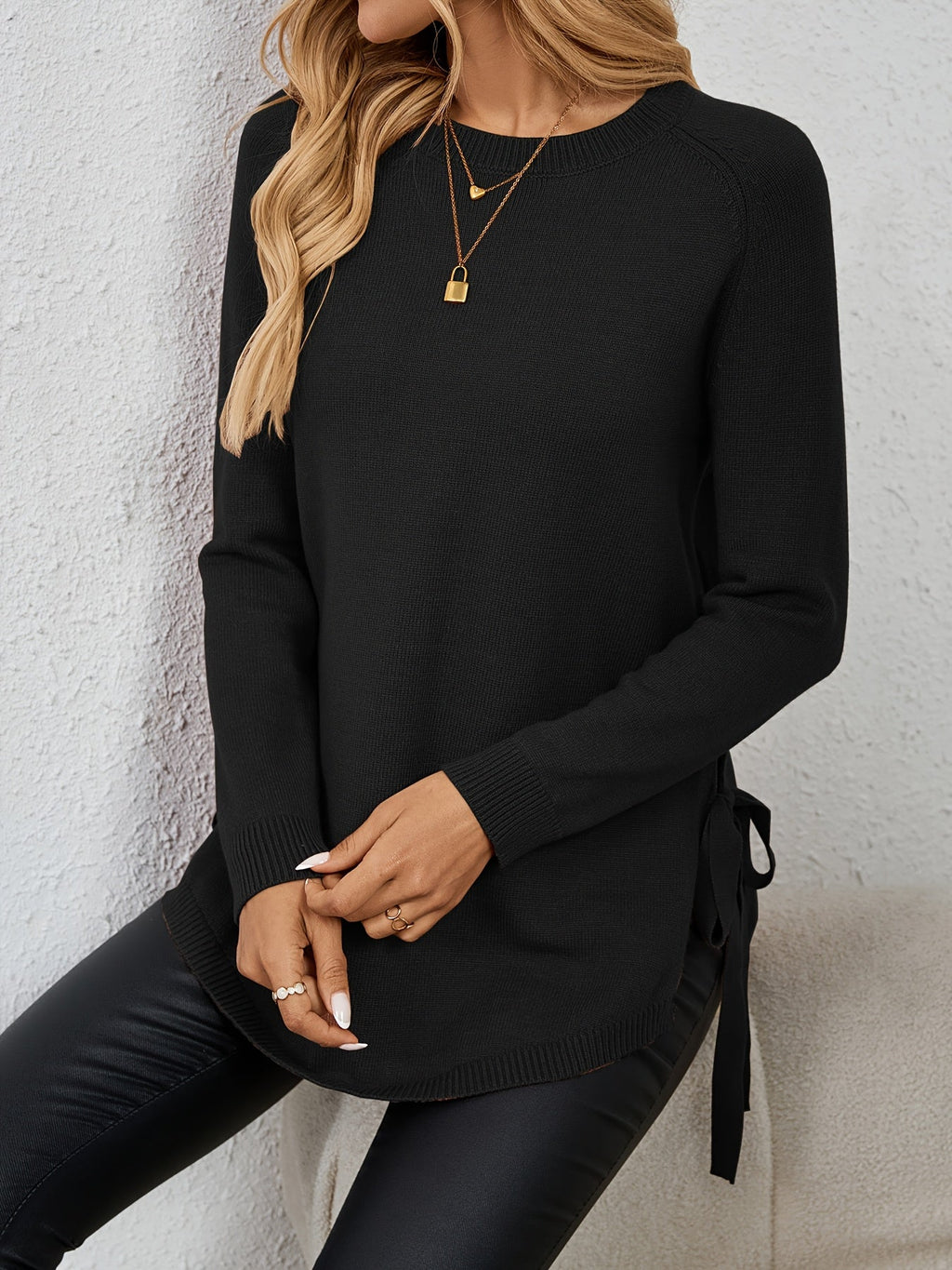 Damen Pullover mit langen Ärmeln und seitlichen Schlitzen - 24 - Trendlinie
