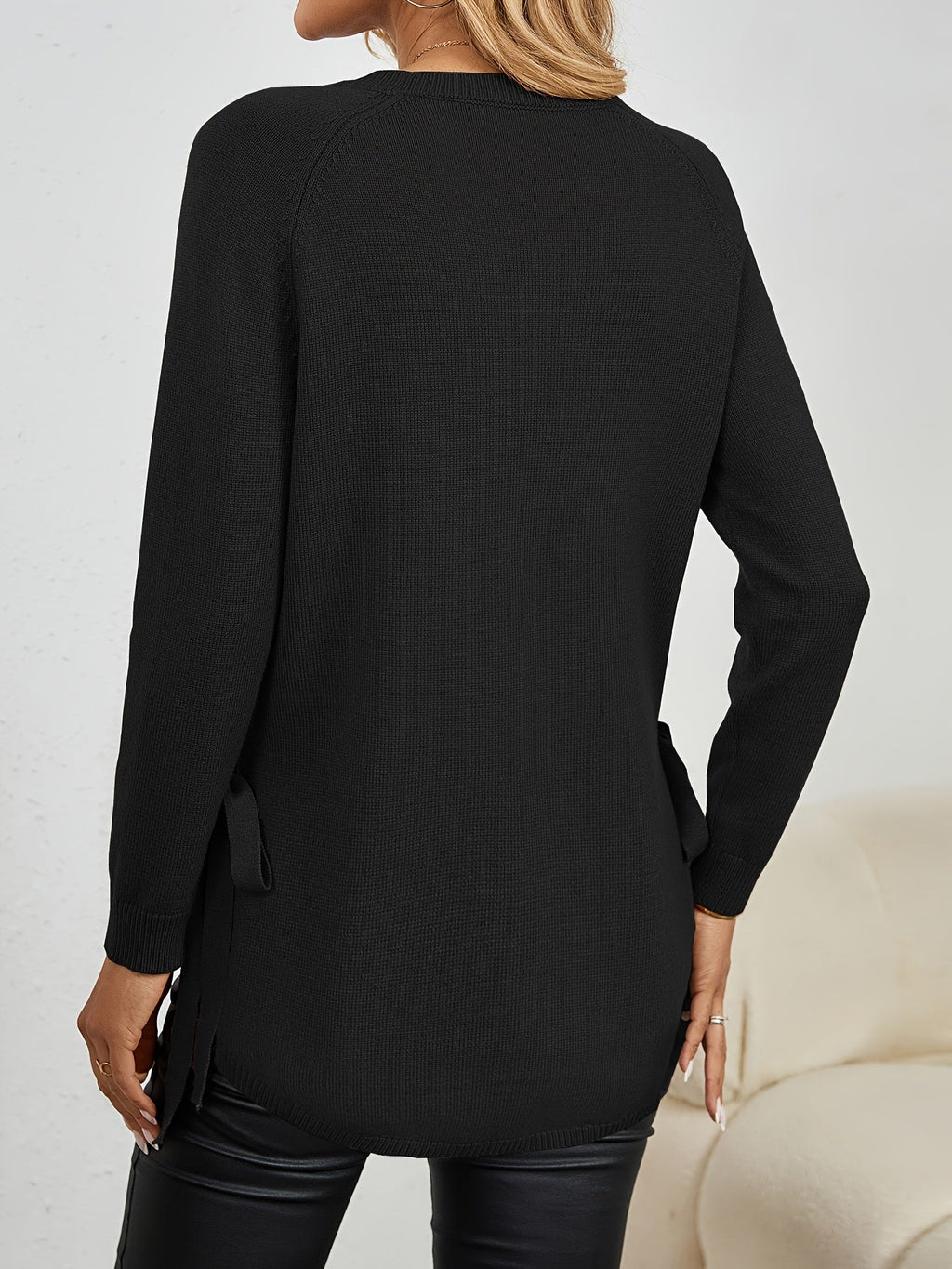 Damen Pullover mit langen Ärmeln und seitlichen Schlitzen - 25 - Trendlinie