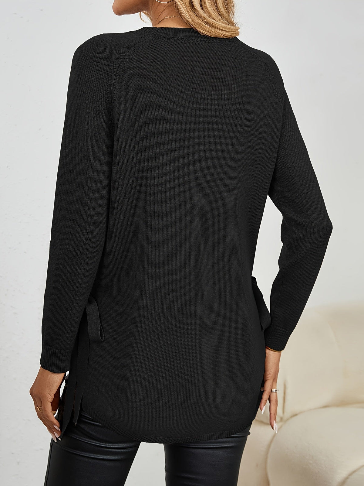 Damen Pullover mit langen Ärmeln und seitlichen Schlitzen - 25 - Trendlinie