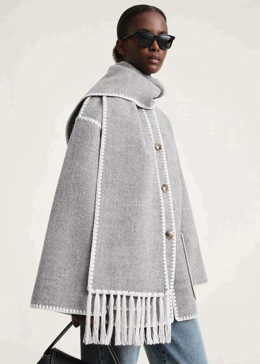 Damen Jacke mit Stehkragen und modischen Fransen - 19 - Trendlinie