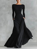 Maxikleid Damen mit figurumspielendem Schnitt und langen Ärmeln - 1 - Trendlinie