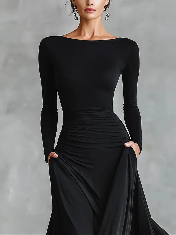 Maxikleid Damen mit figurumspielendem Schnitt und langen Ärmeln - 2 - Trendlinie