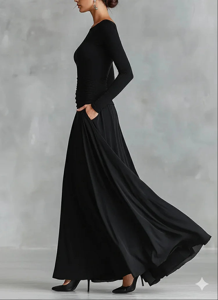 Maxikleid Damen mit figurumspielendem Schnitt und langen Ärmeln - 3 - Trendlinie