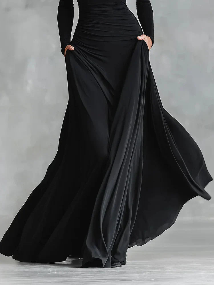 Maxikleid Damen mit figurumspielendem Schnitt und langen Ärmeln - 5 - Trendlinie
