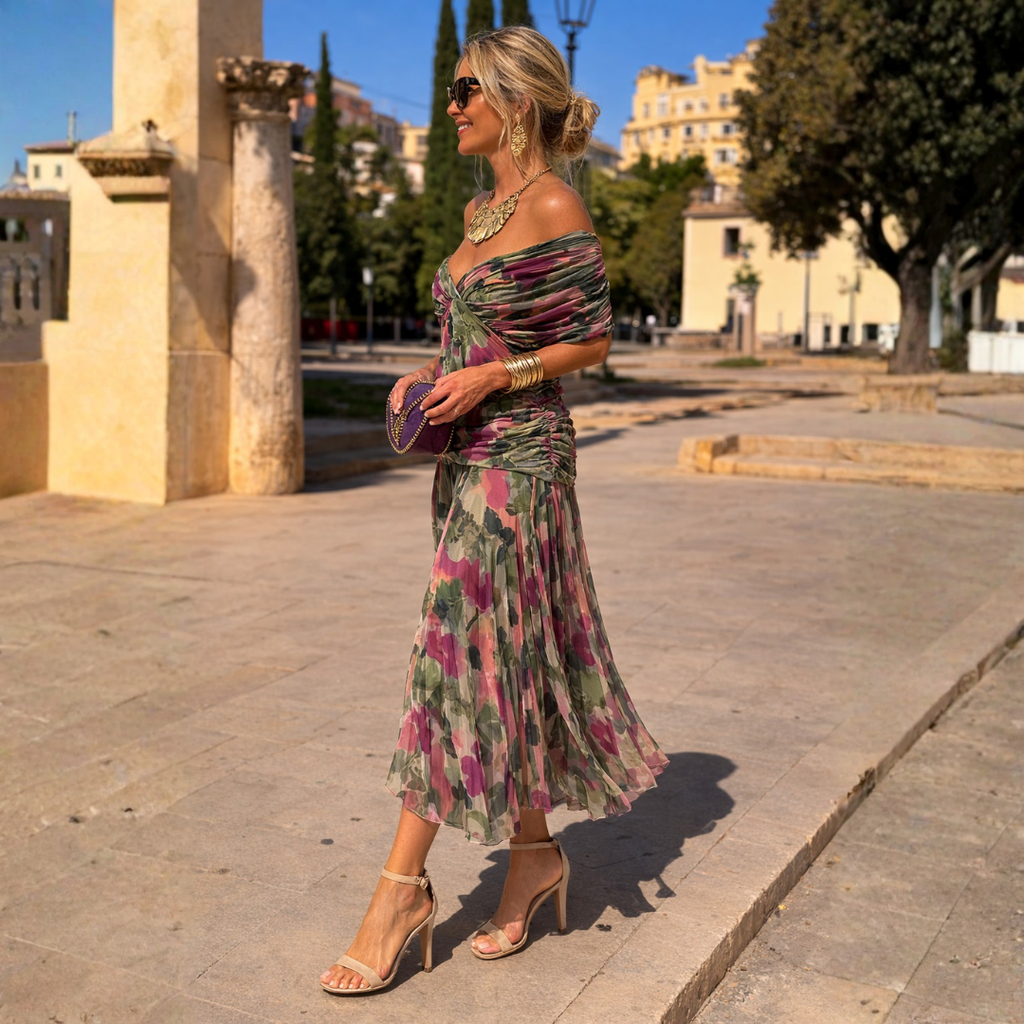 Maxikleid Damen mit Wickeldesign und V-Ausschnitt für besondere Anlässe - 4 - Trendlinie