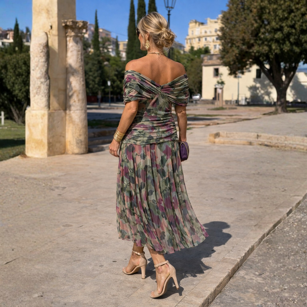 Maxikleid Damen mit Wickeldesign und V-Ausschnitt für besondere Anlässe - 6 - Trendlinie