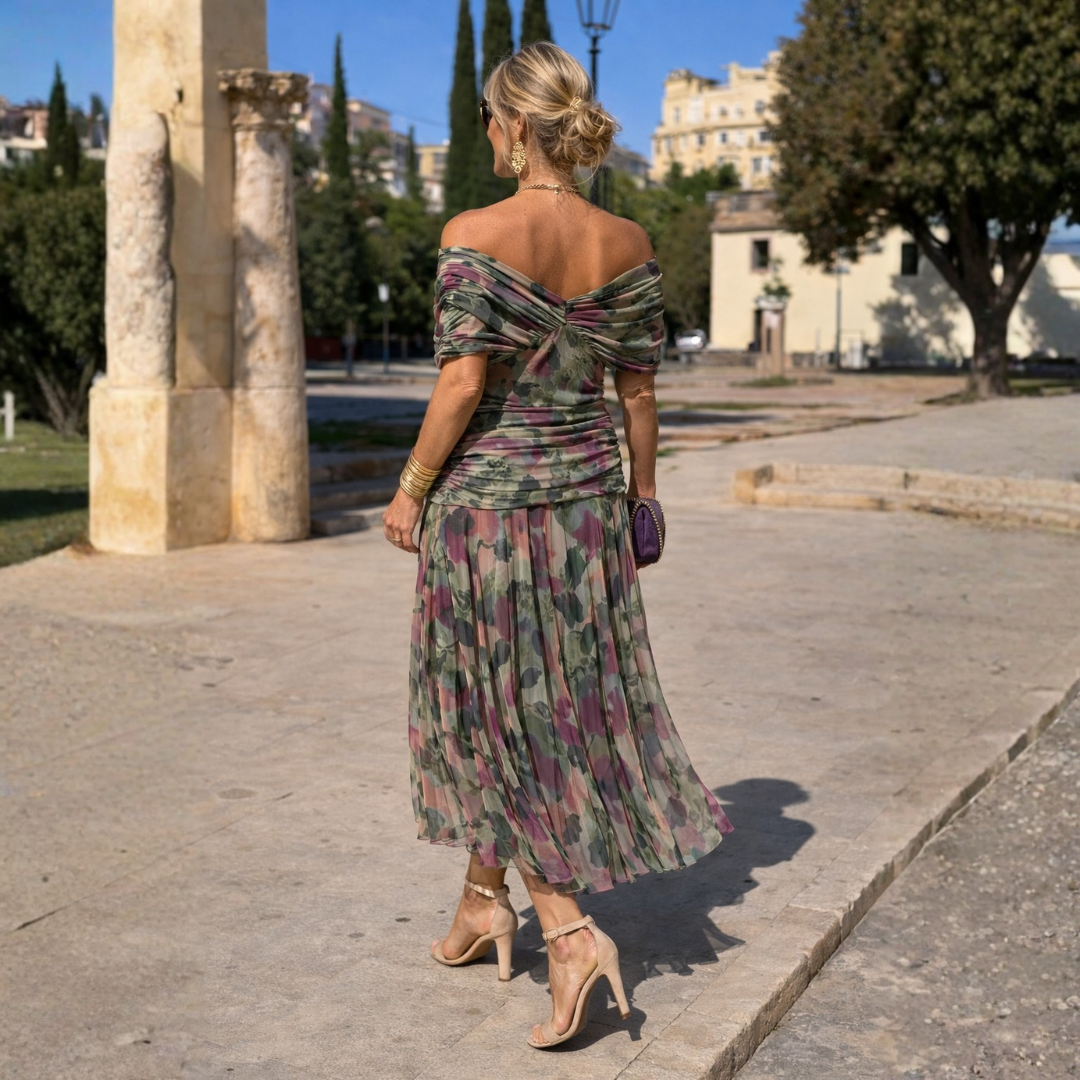 Maxikleid Damen mit Wickeldesign und V-Ausschnitt für besondere Anlässe - 6 - Trendlinie